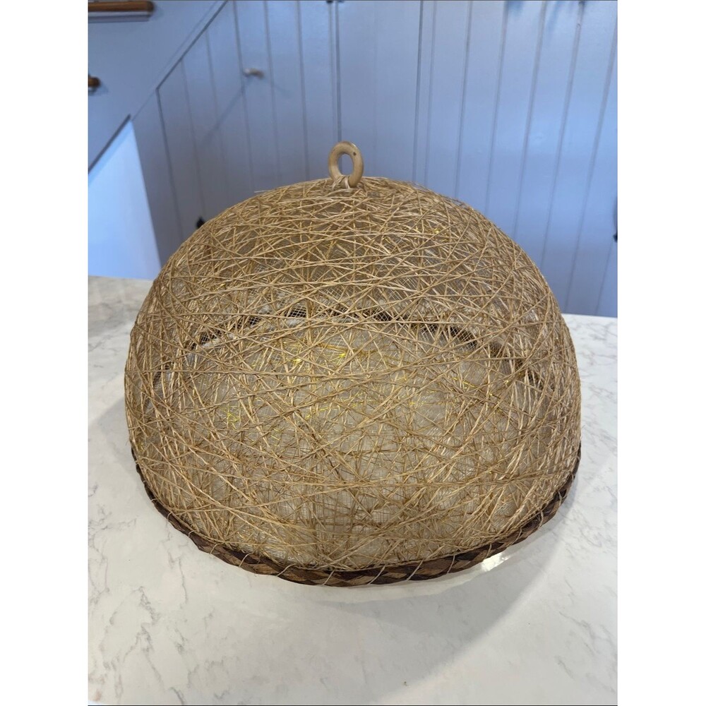 Woven Natural Fiber Domed Food Cover, Outdoor Dining, Patio,  18”